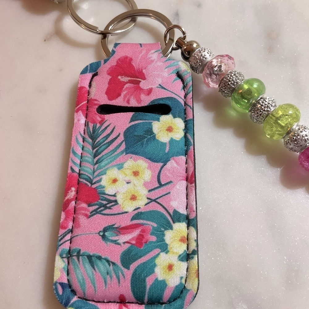 Pink Keychain & Floral Lipstick Pouch - Picture 4 of 5